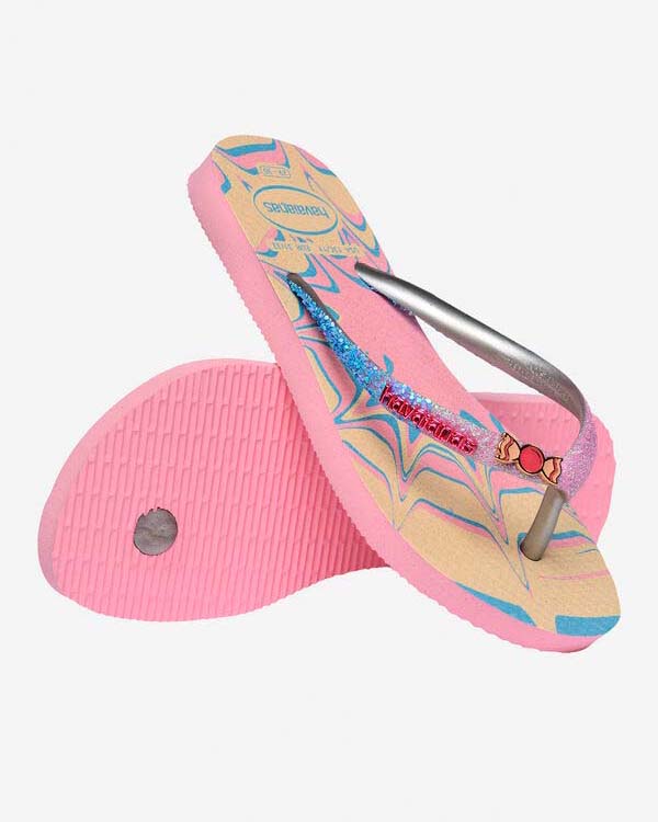 Havaianas Kids Slim Glitter rosa e azzurre
