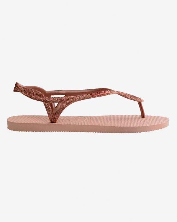 Havaianas Luna Premium II rosa antico con fascetta glitter incrociata e cinturino