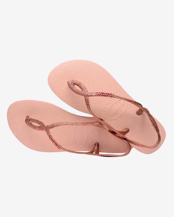 Havaianas Luna Premium II rosa antico con fascetta glitter incrociata e cinturino