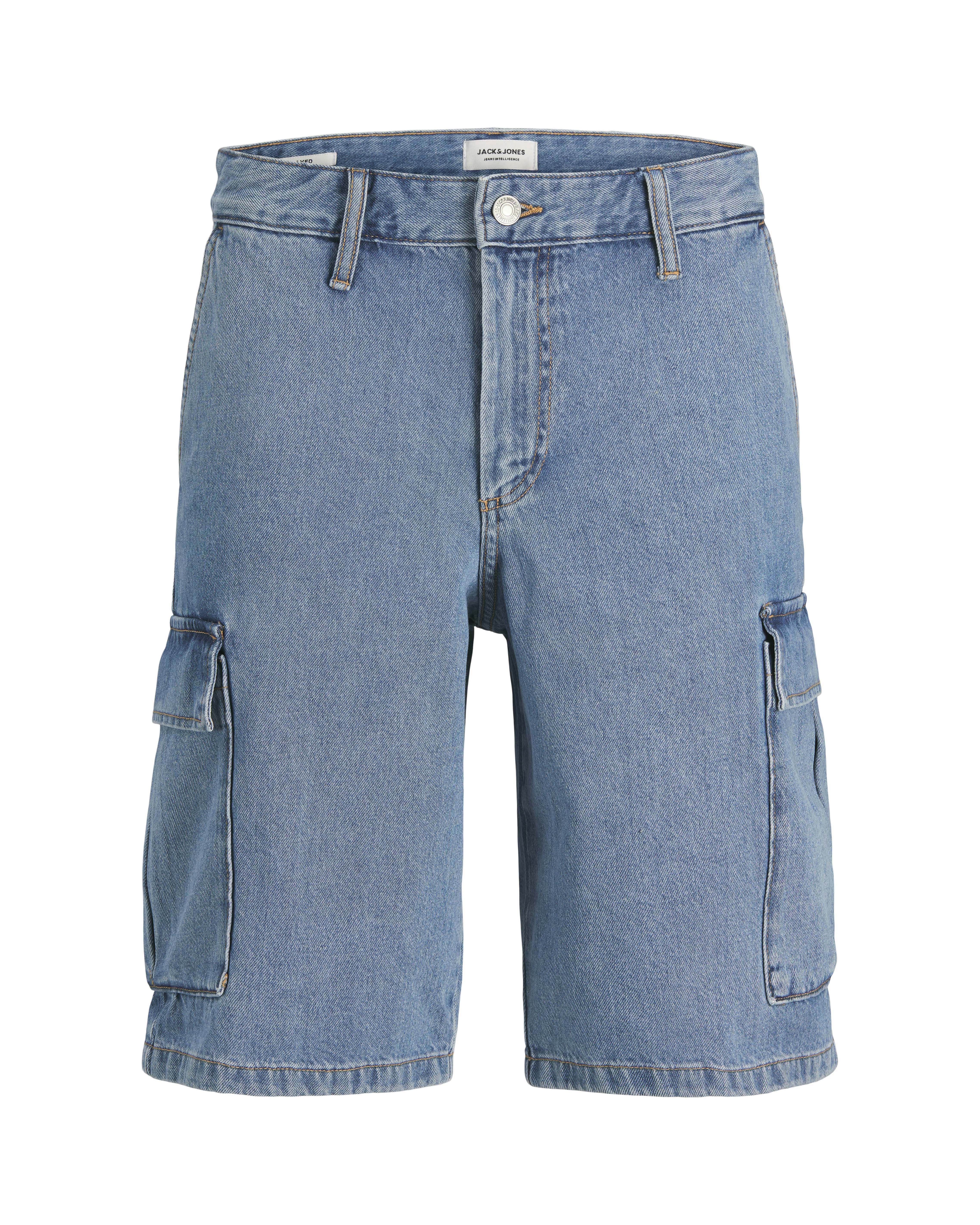 Bermuda Bill cargo wide-leg in denim di puro cotone lavaggio chiaro