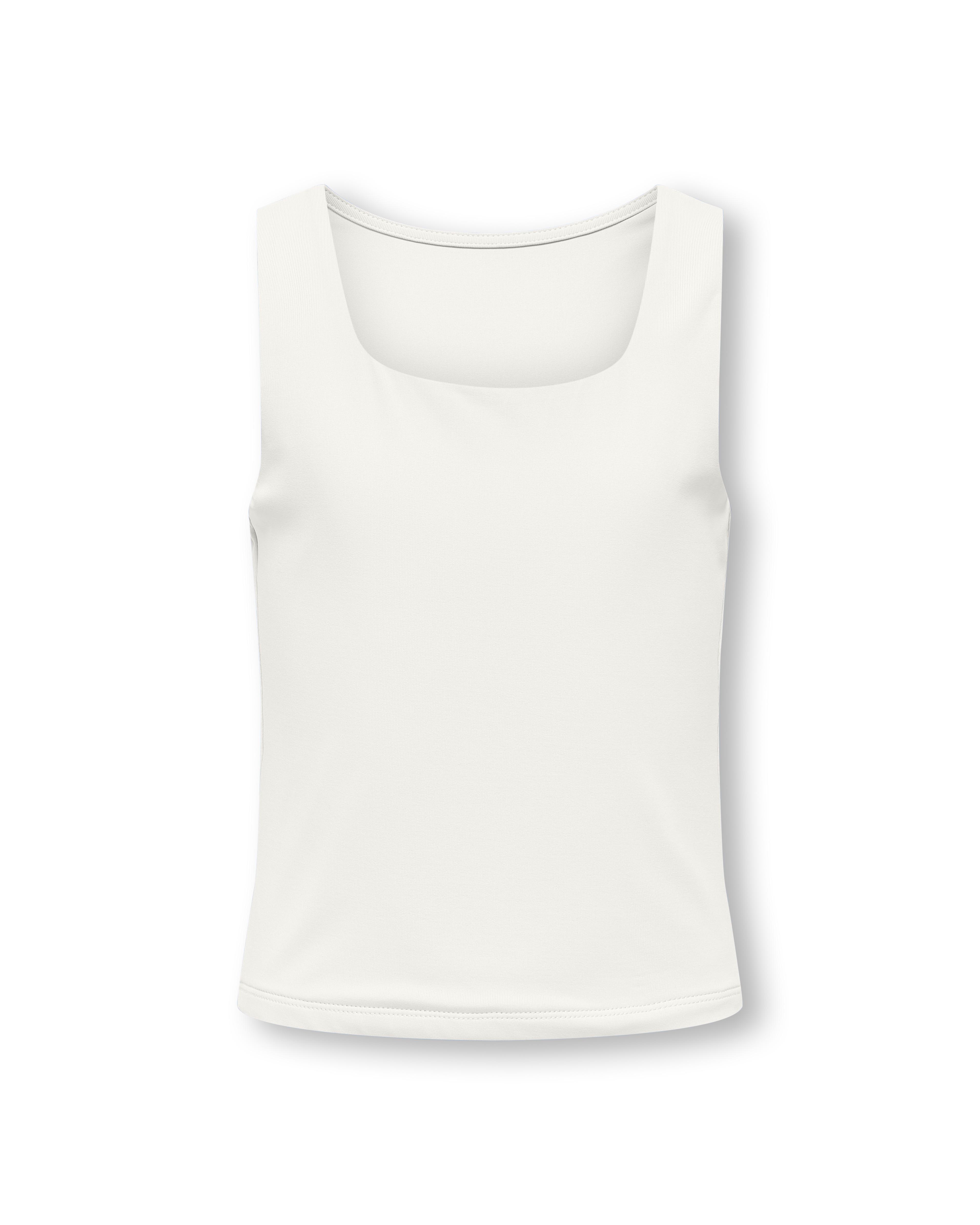 Top a canotta color burro in tessuto stretch con scollo quadrato