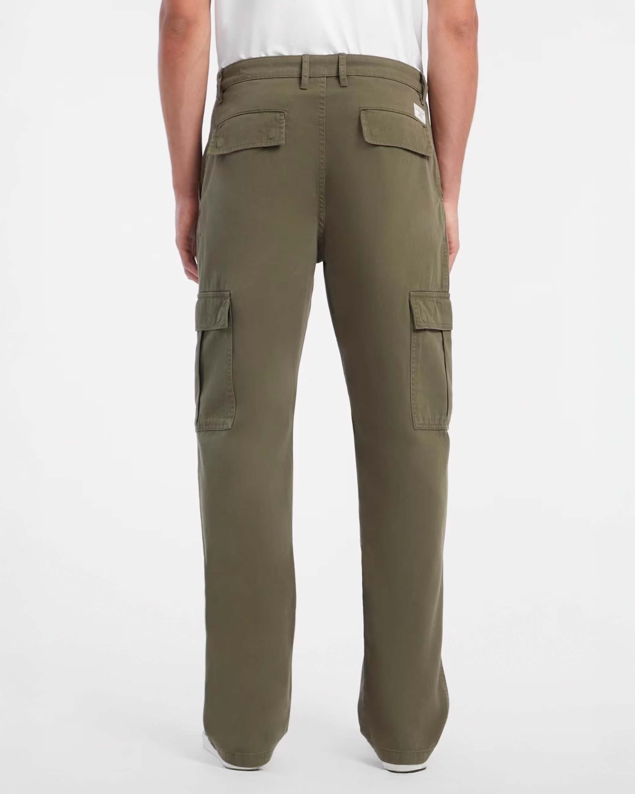 Pantalone cargo verde militare in gabardina di cotone