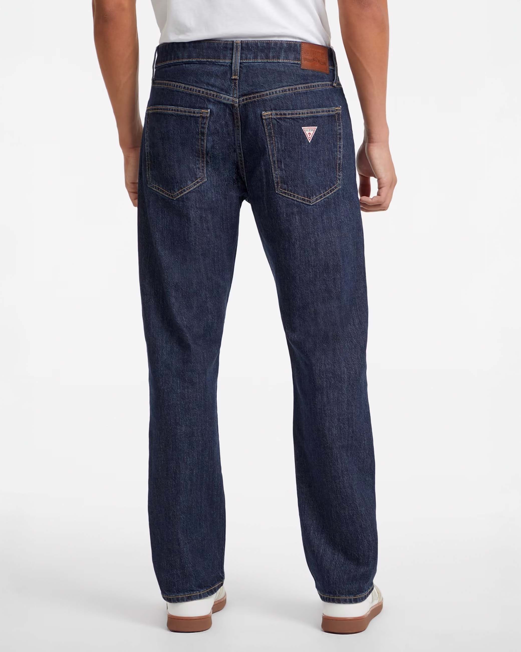 Jeans straight lavaggio scuro stone washed in cotone stretch