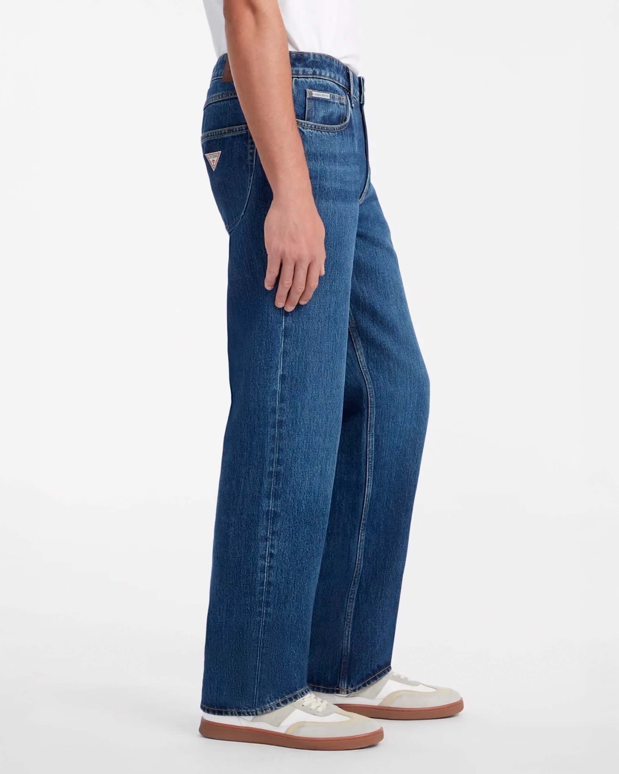 Jeans relaxed-fit lavaggio medio stone washed in puro cotone