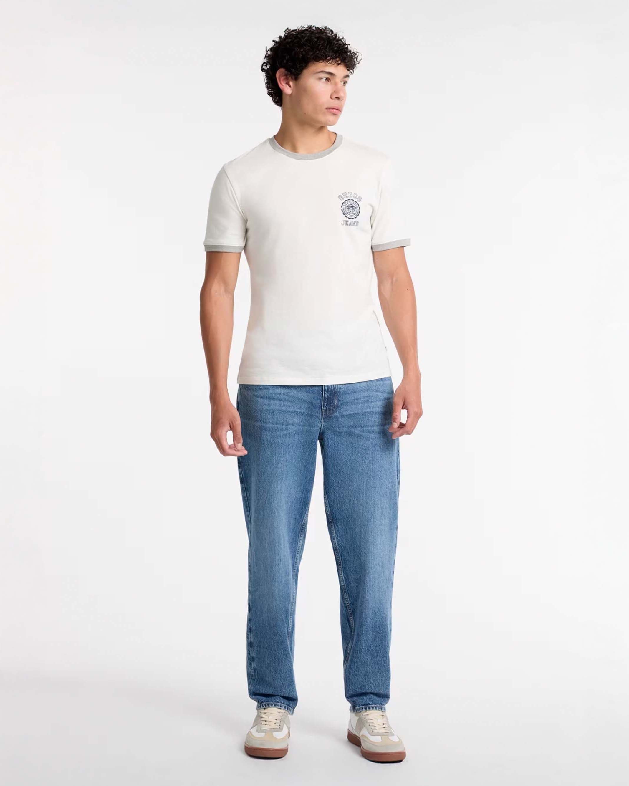 Jeans relaxed fit lavaggio medio stone washed in cotone stretch