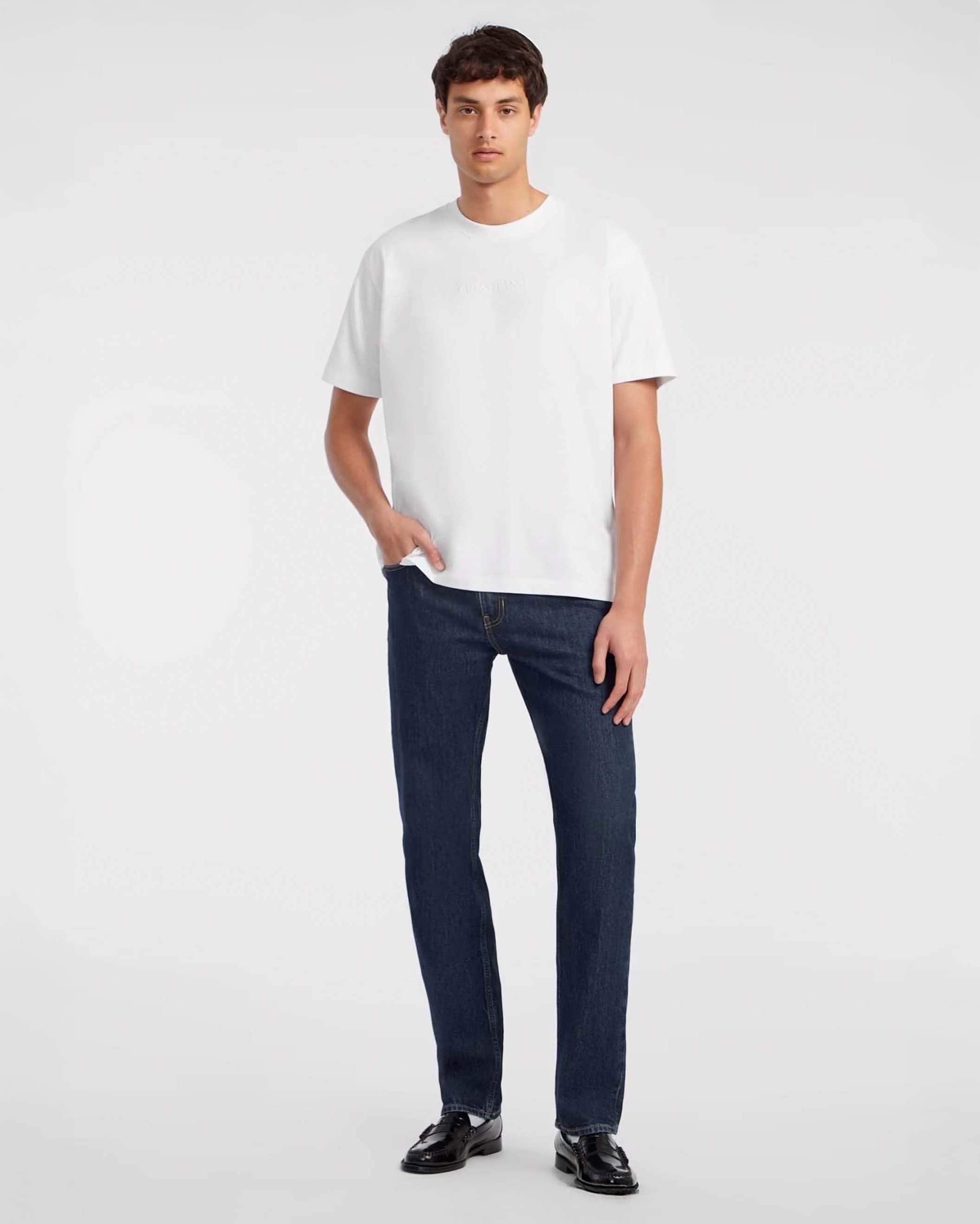 T-shirt bianca relaxed-fit con logo ricamato in tono