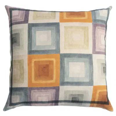 Cuscino quadrato Loop in lino a fantasia geometrica multicolor