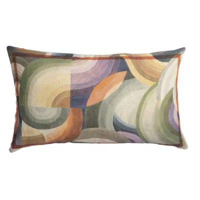 Federa per cuscino rettangolare Loop in lino a fantasia geometrica multicolor