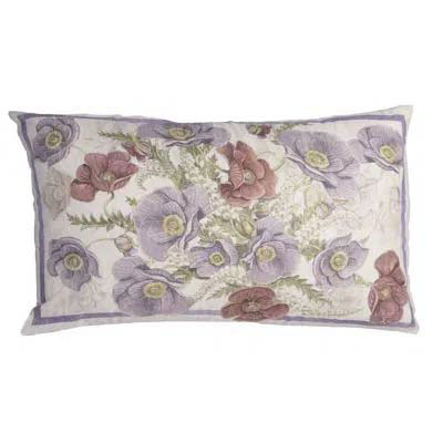 Federa per cuscino rettangolare Poppy in lino a fantasia papaveri viola e bordeaux