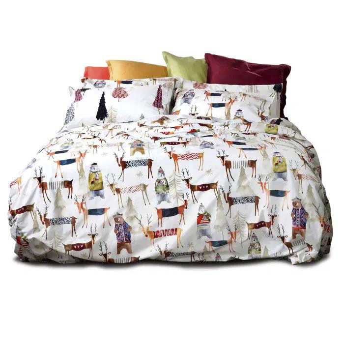 Copripiumino a due piazze double-face Polar in cotone con stampa multicolor