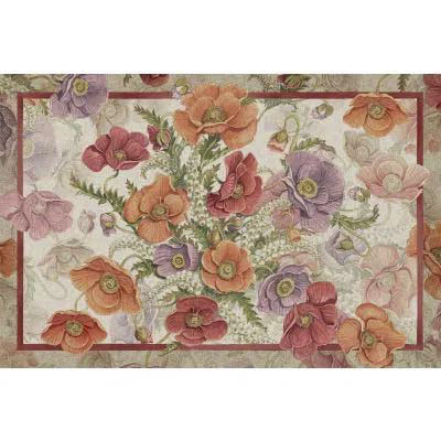 Tappeto Poppy sabbia a fantasia paveri viola bordeax e arancione 52x80
