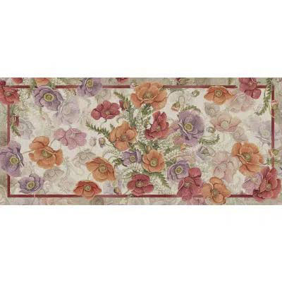 Tappeto Poppy sabbia a fantasia paveri viola bordeax e arancione 52x120