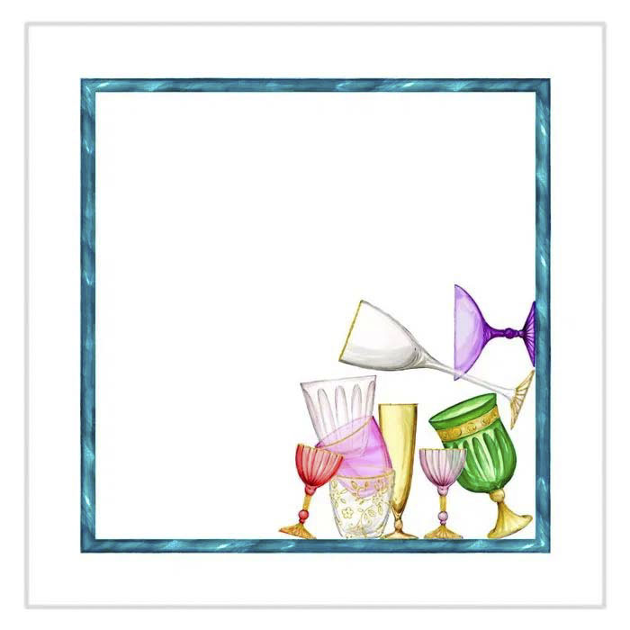 Set 4 tovaglioli Cin Cin in lino a fantasia bicchieri multicolor image