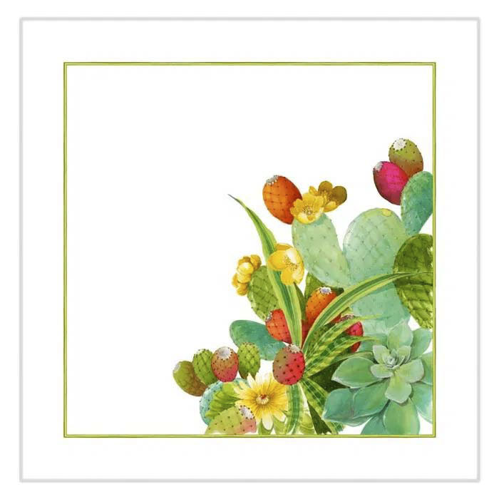 Set 4 tovaglioli Ficu d'Innia in lino a fantasia piante grasse multicolor image