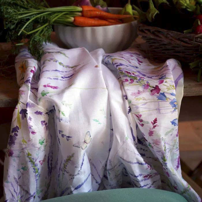 Tovaglia rettangolare Spigo in lino a fantasia acquerello floreale multicolor 160x230