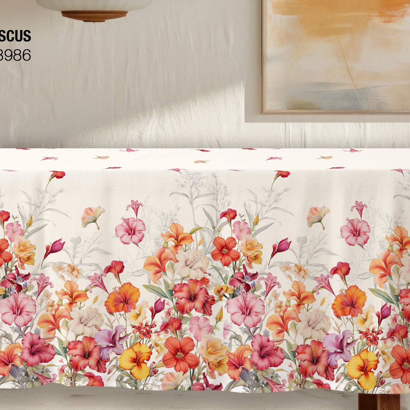 Tovaglia rettangolare per 6 persone in cotone a fantasia Ibisco multicolor