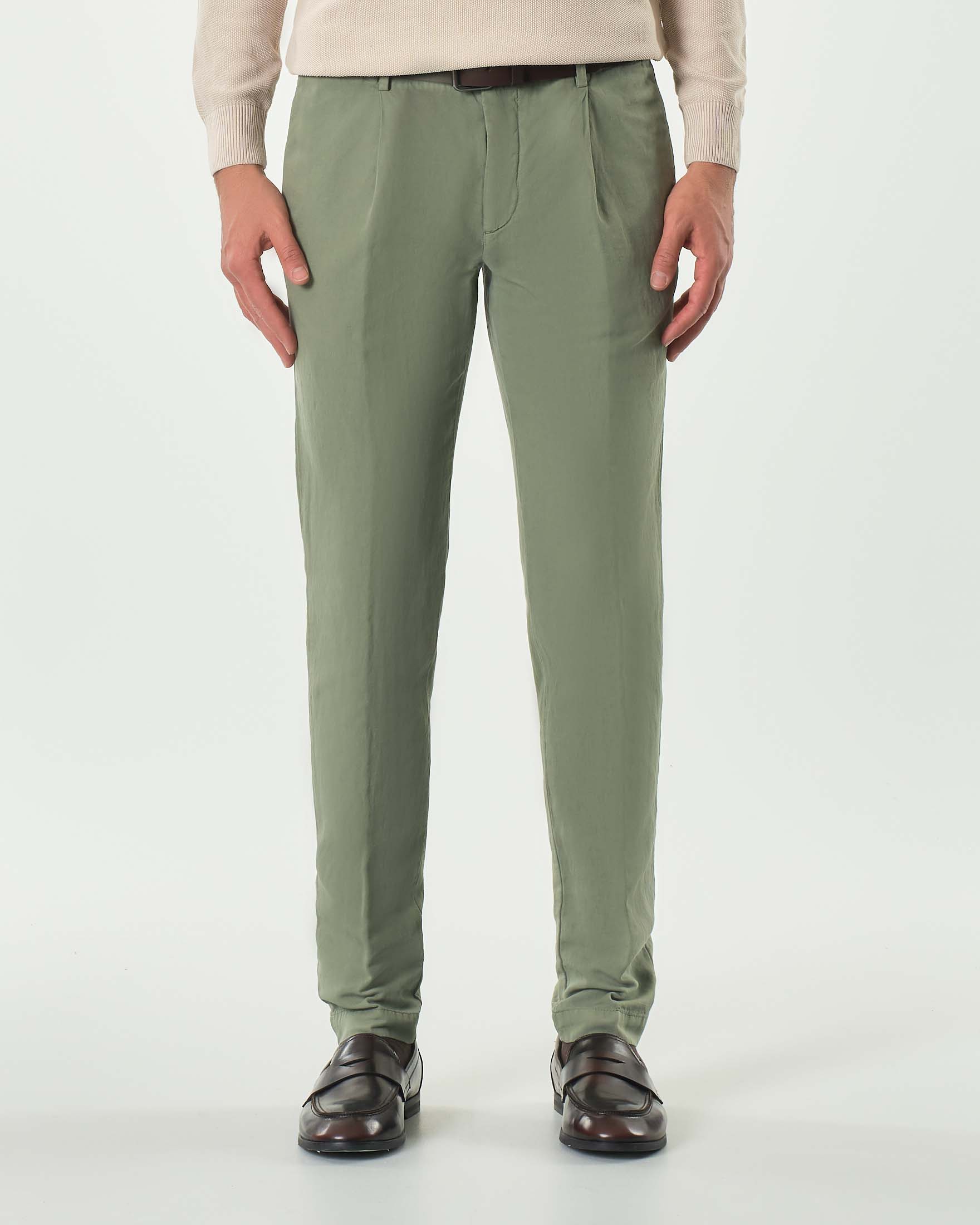Pantalone chino Ashki.i verde salvia in misto cotone e lino image