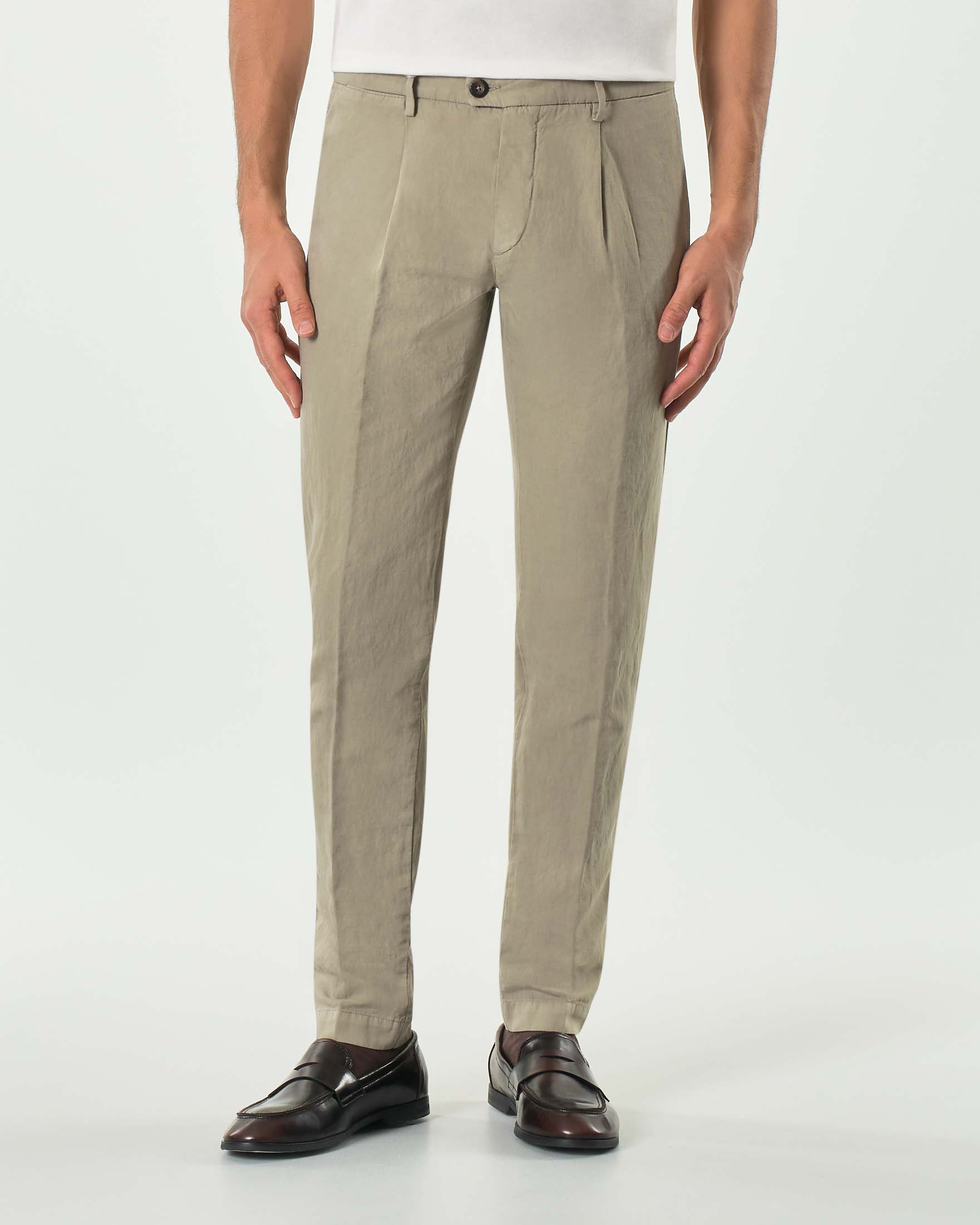 Pantalone chino Ashki.i sabbia in misto cotone e lino image