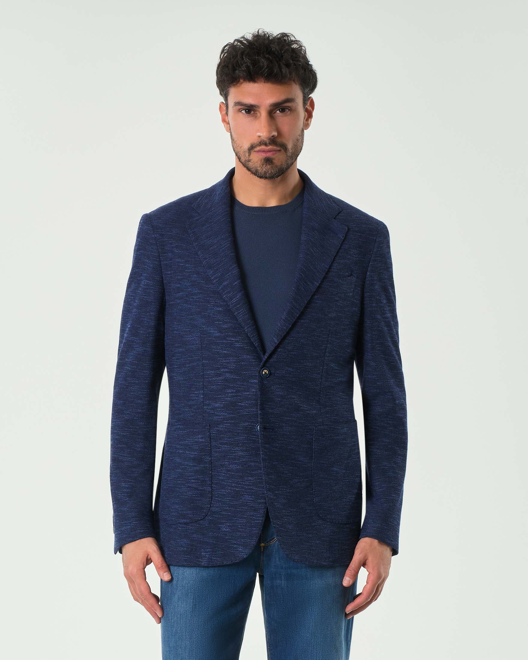 Blazer Ashki.i blu indaco in jersey di misto cotone melange image