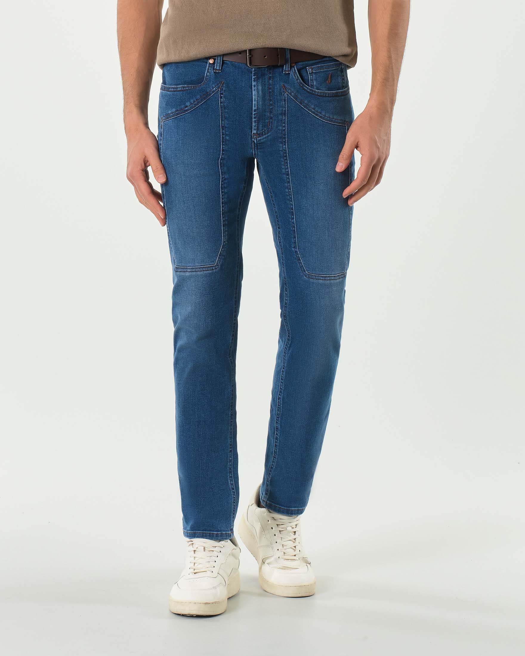 Jeans Jeckerson PA100 tapered lavaggio medio stone washed con toppa