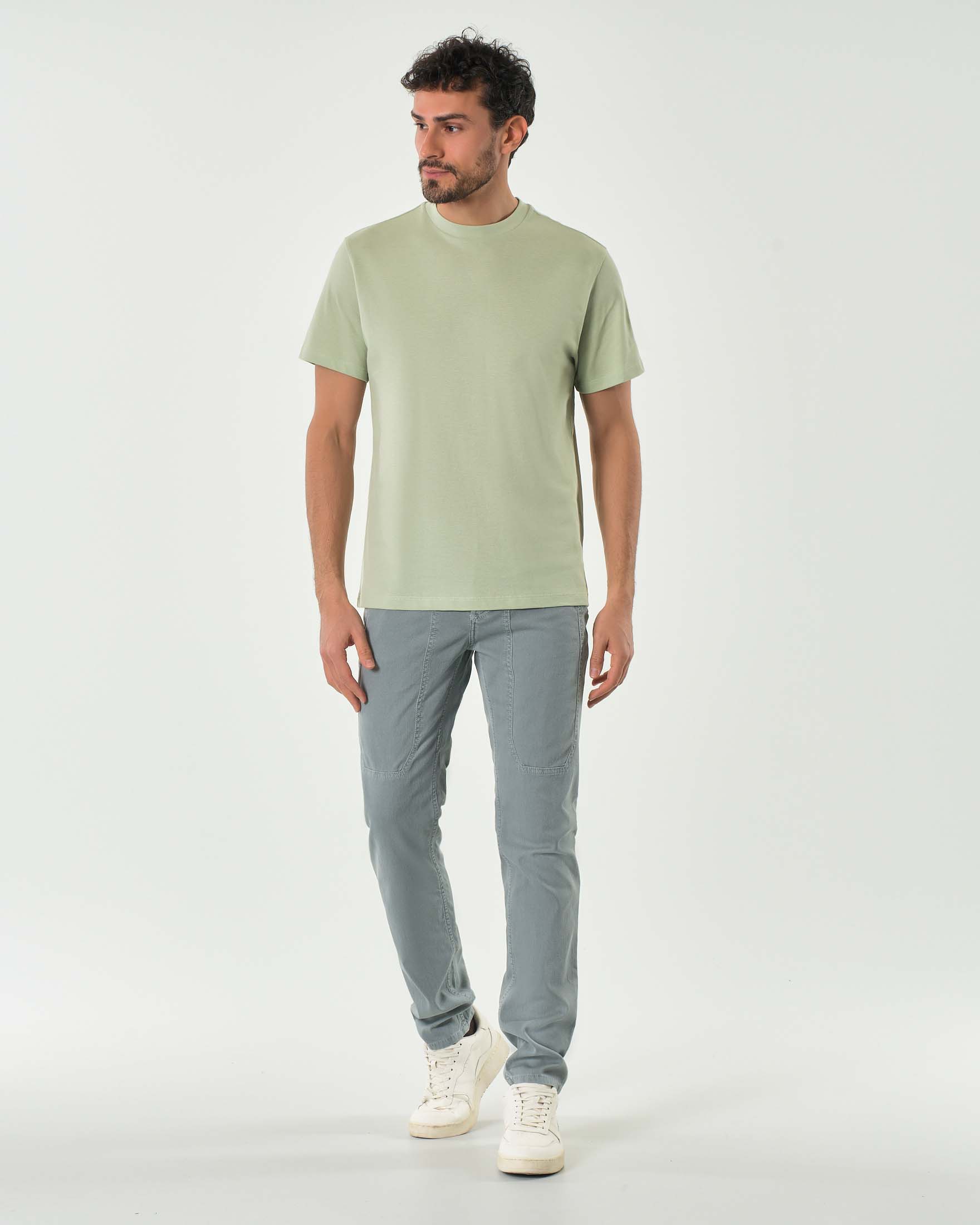Pantalone Jeckerson grigio cinque tasche modello PA077 in cotone stretch micro armatura con toppa