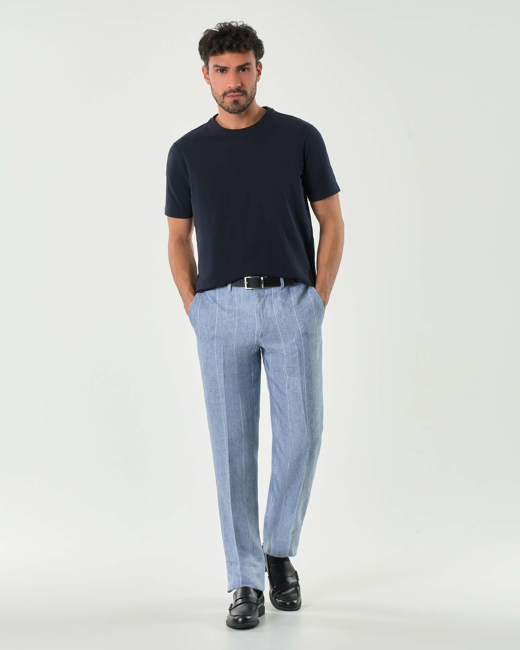 T-shirt Manuel Ritz blu mezza manica in cotone stretch image