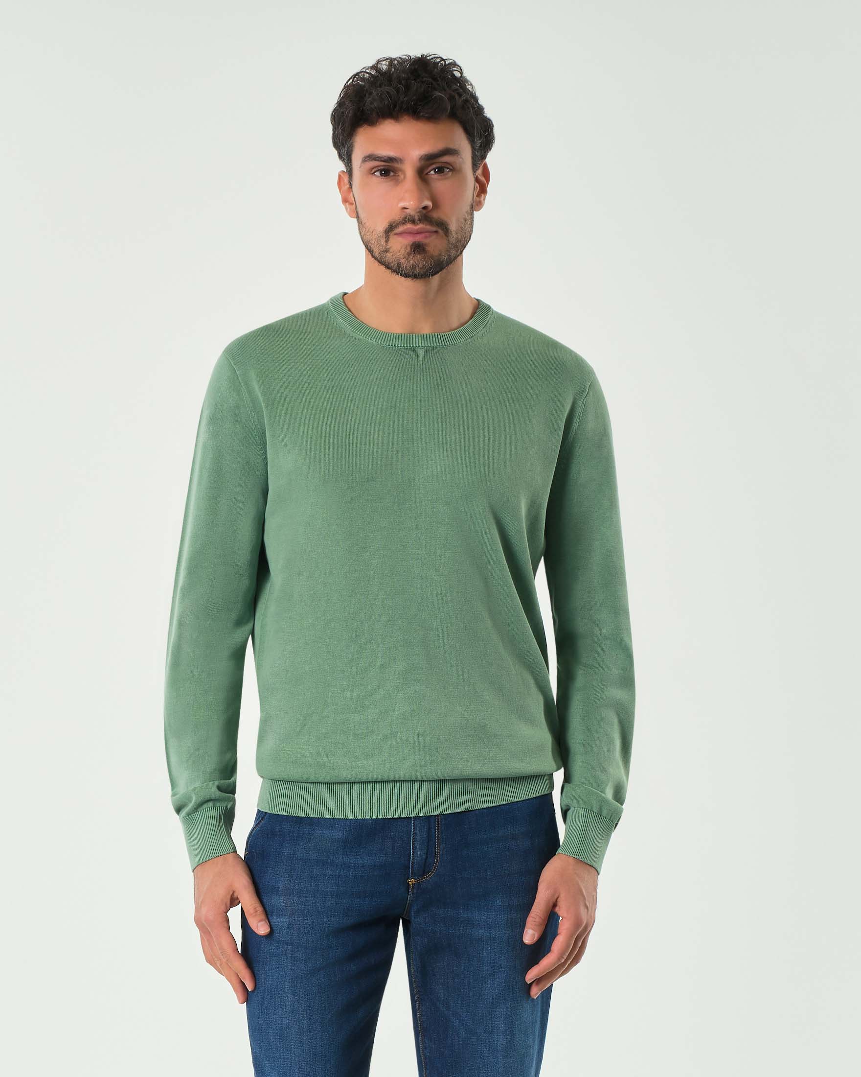Maglia verde girocollo in puro cotone
