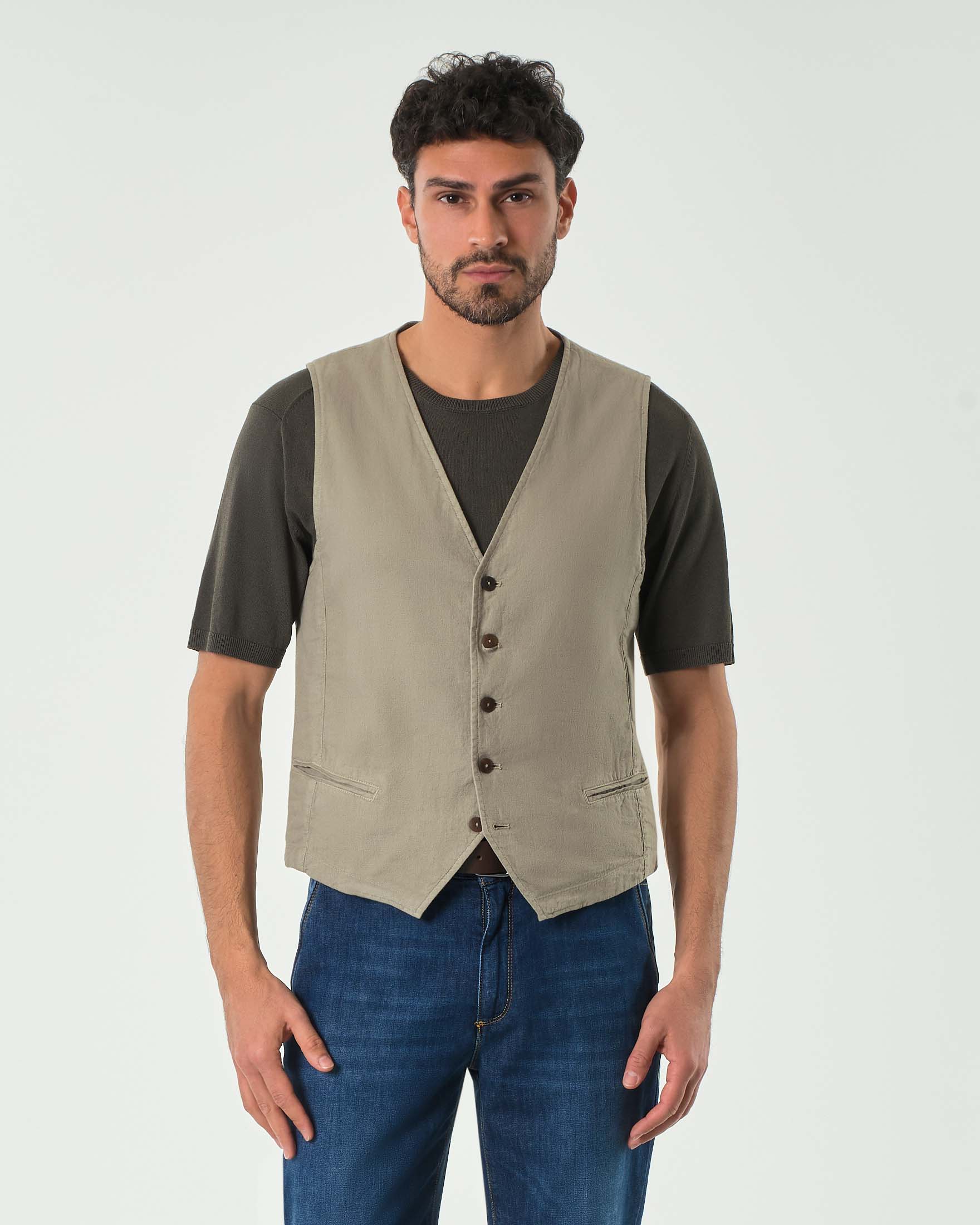 Gilet Paul Baker tortora in misto lino e cotone image