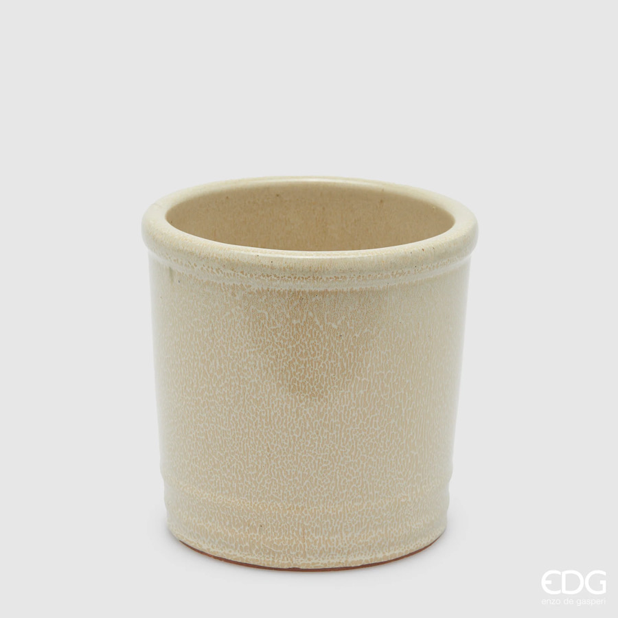 Vaso in Ceramica Glaze Cilindro Bianco d.18 h.18