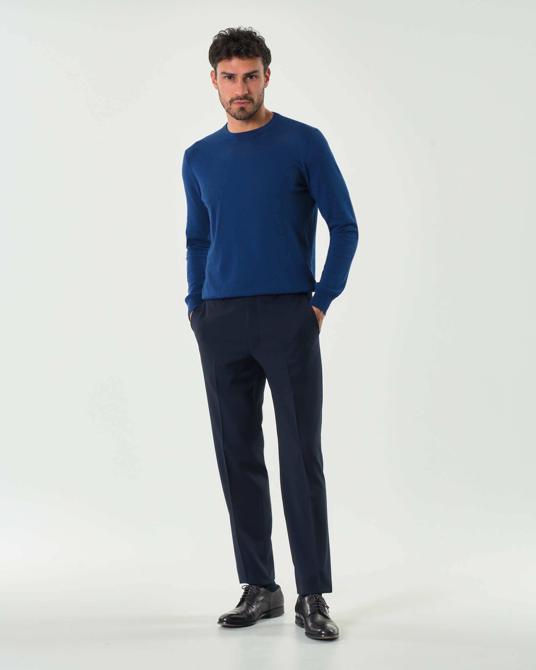 Pantalone Pellizzari drop7 blu in tela Marzotto di pura lana
