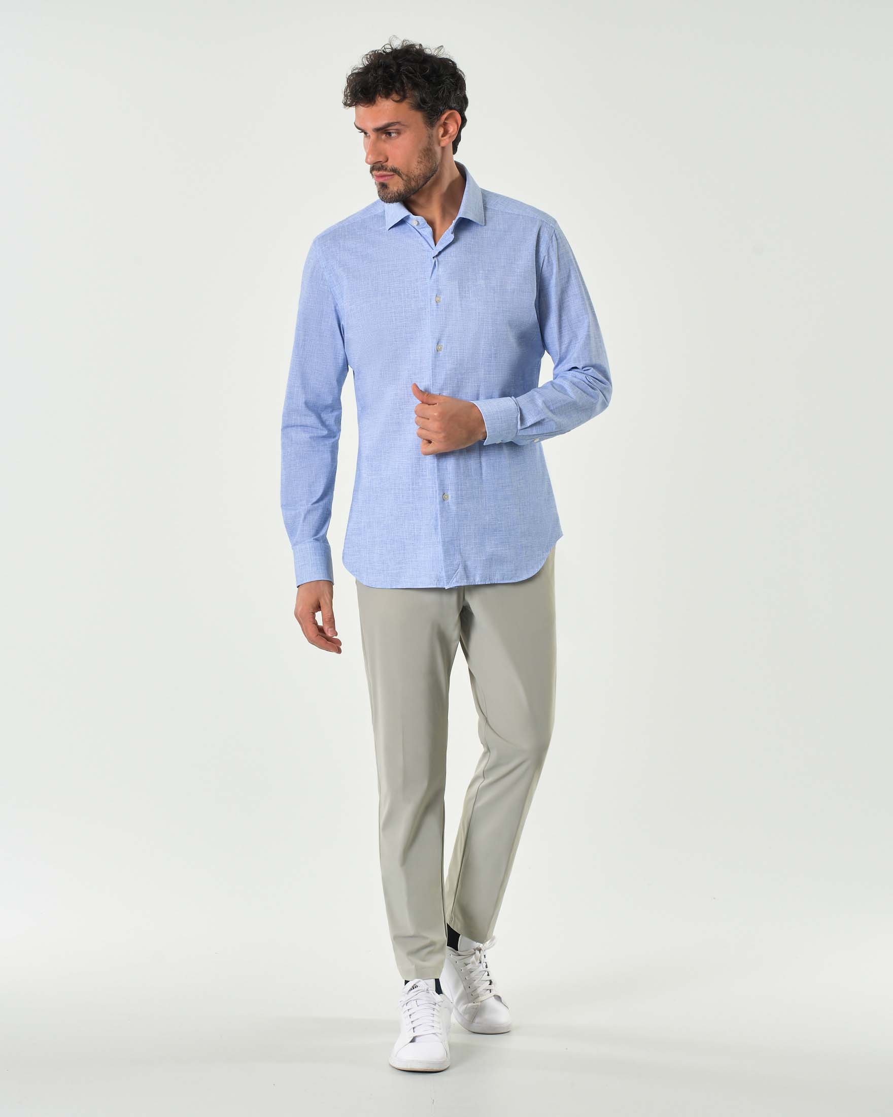 Pantaloni chino Pellizzari slim beige in tessuto tecnico stretch con elastico inserito sul retro