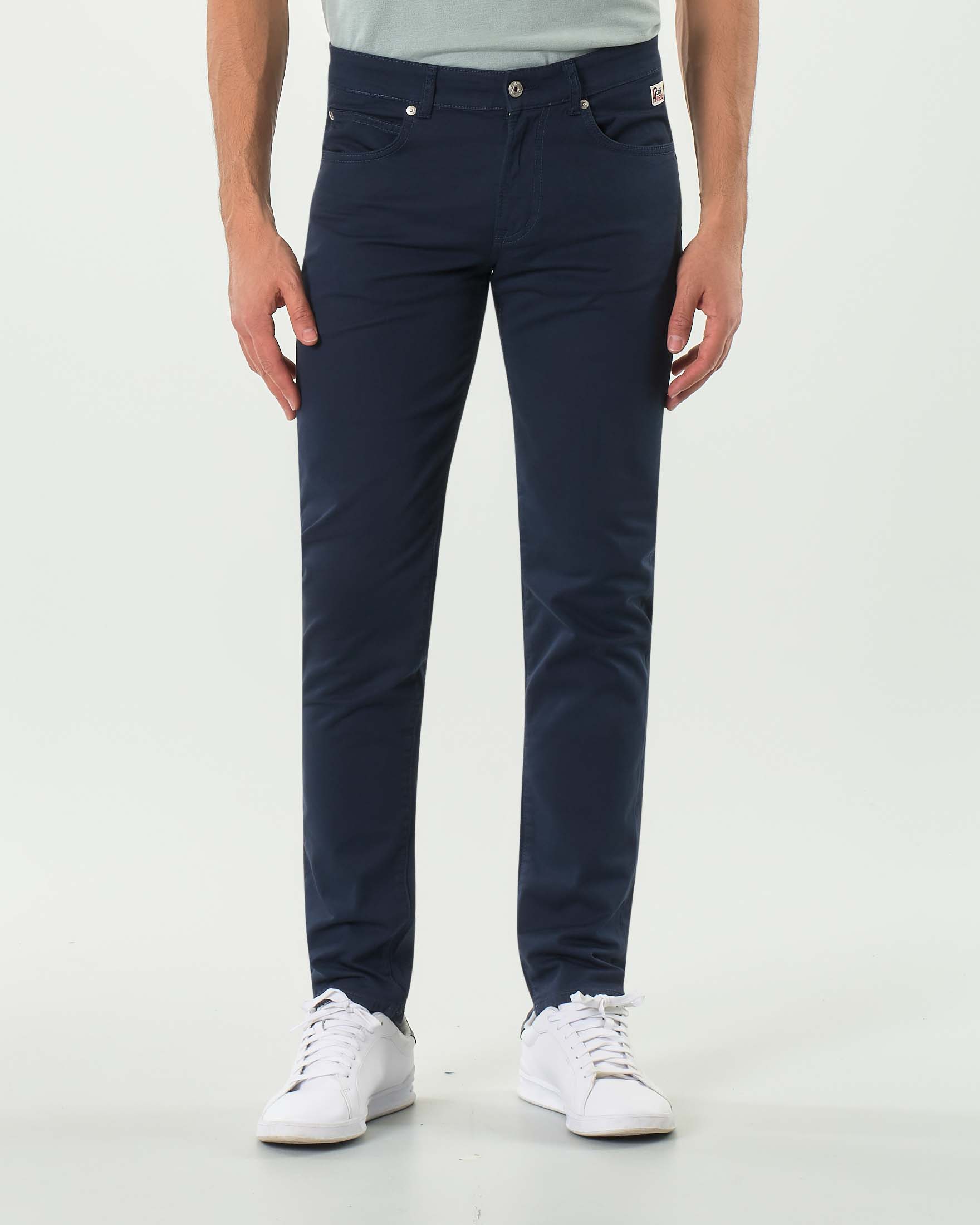Pantalone Roy Roger's cinque tasche 517 blu in gabardina di cotone stretch image