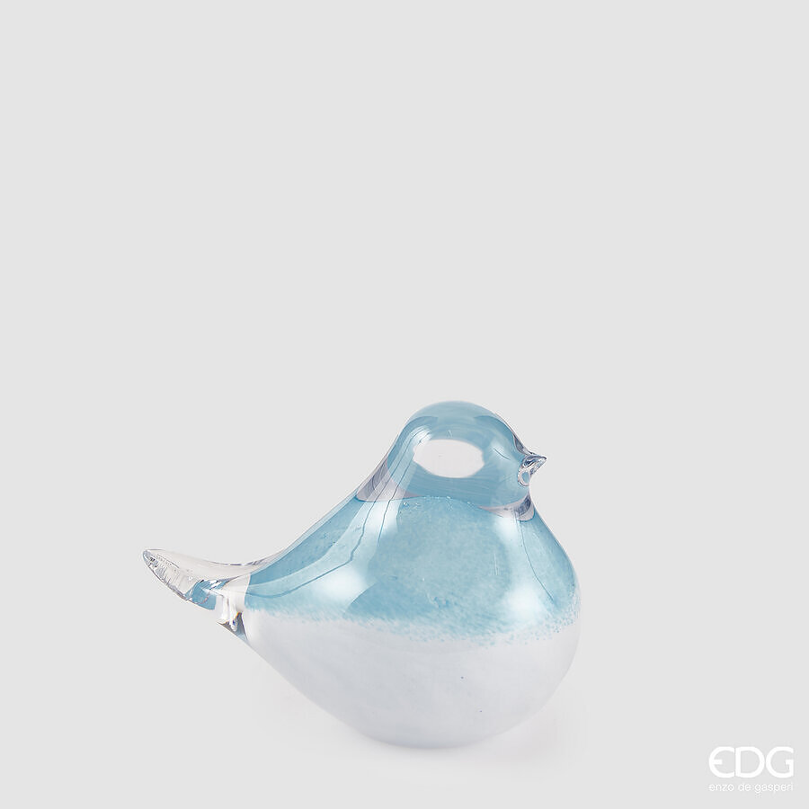Decoro Passero in Vetro Fermacarte Celeste 8x13x10h Edg