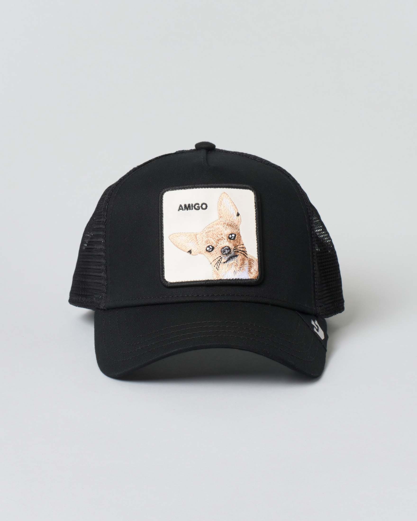 Berretto trucker Amigo nero con patch chihuahua
