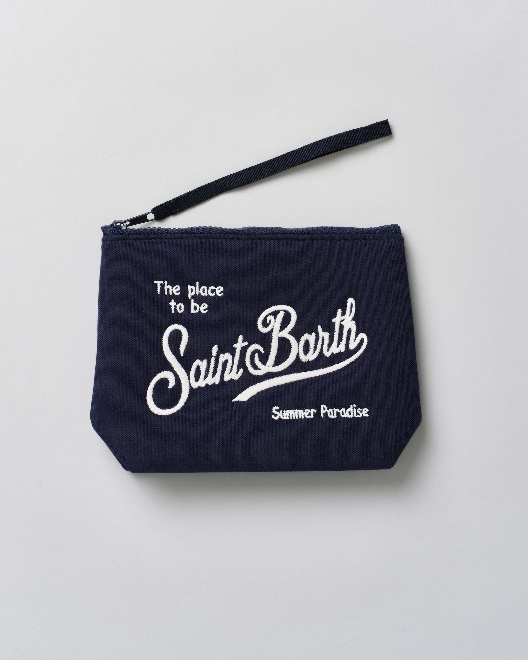Pochette Aline in neoprene micro piquet blu