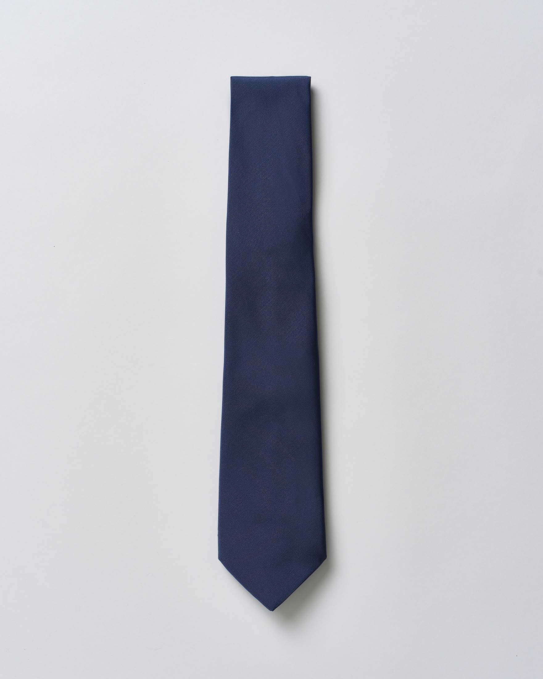 Cravatta Pellizzari blu tinta unita in twill di pura seta