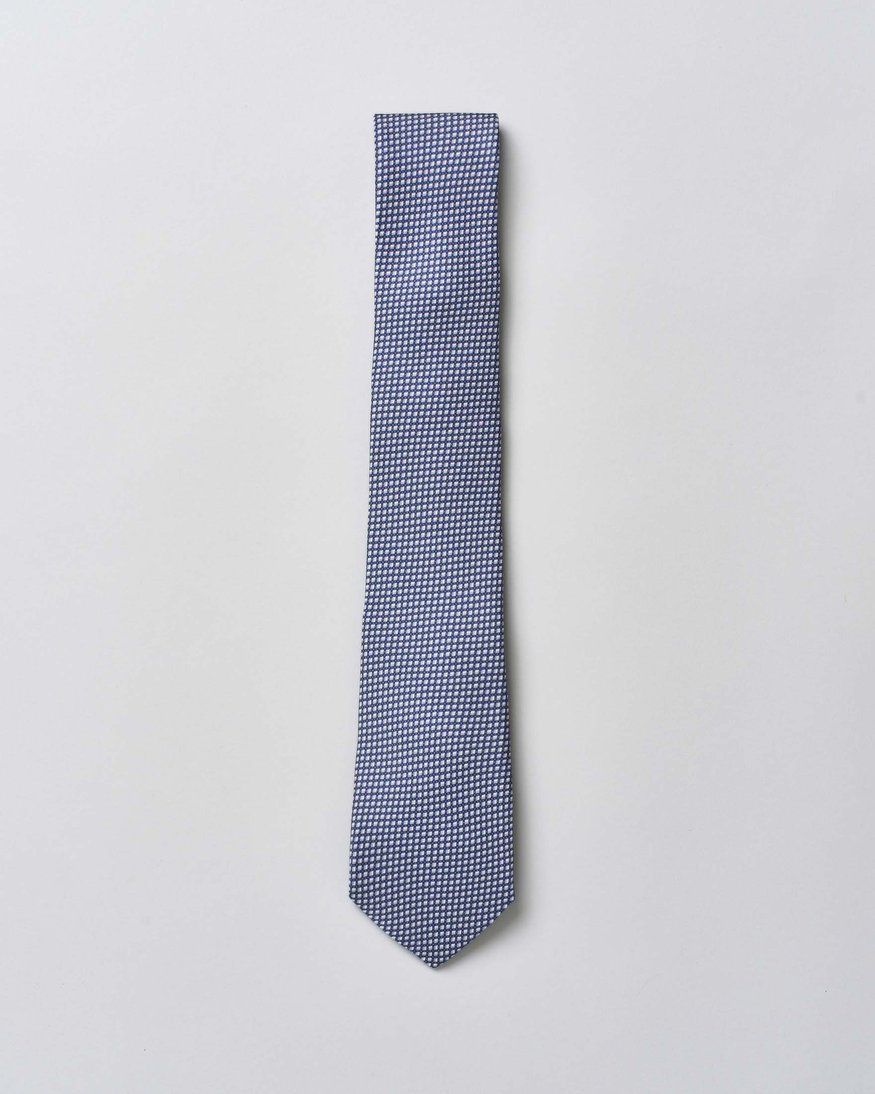 Cravatta Pellizzari blu micro quadretto bi-colore di pura seta