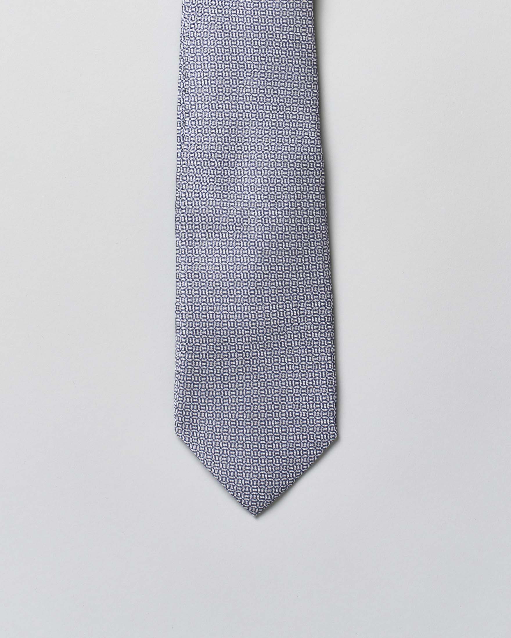 Cravatta Pellizzari blu micro cerchietti bi-colore di pura seta image