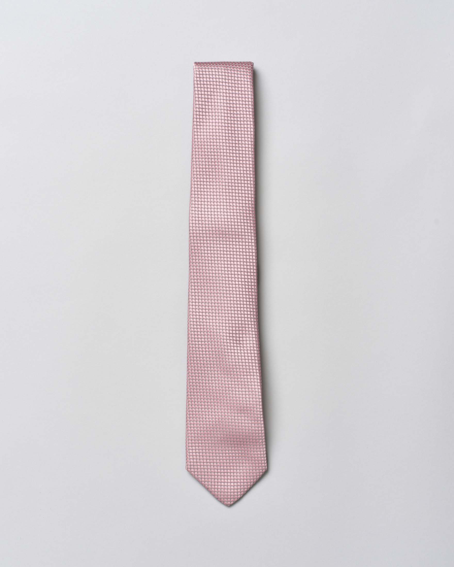 Cravatta Pellizzari rosa micro quadretto di pura seta