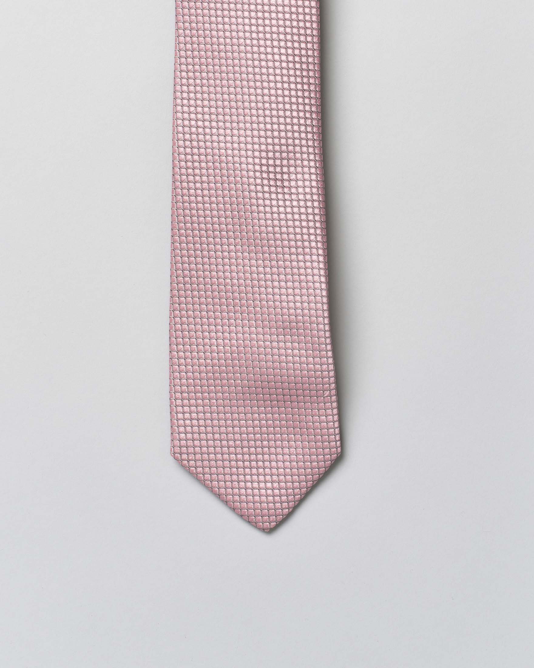 Cravatta Pellizzari rosa micro quadretto di pura seta image