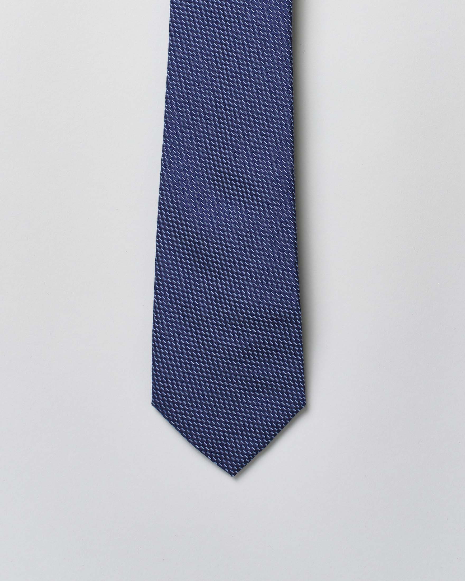 Cravatta Pellizzari blu indaco micro trattino di pura seta image