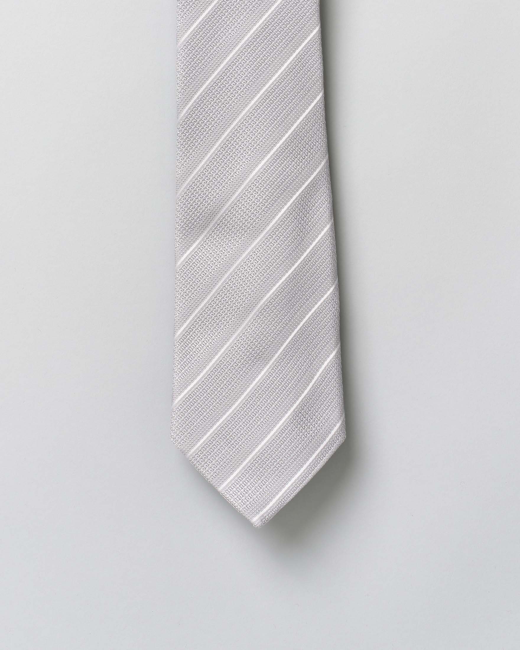 Cravatta Pellizzari regimental ghiaccio in pura seta image