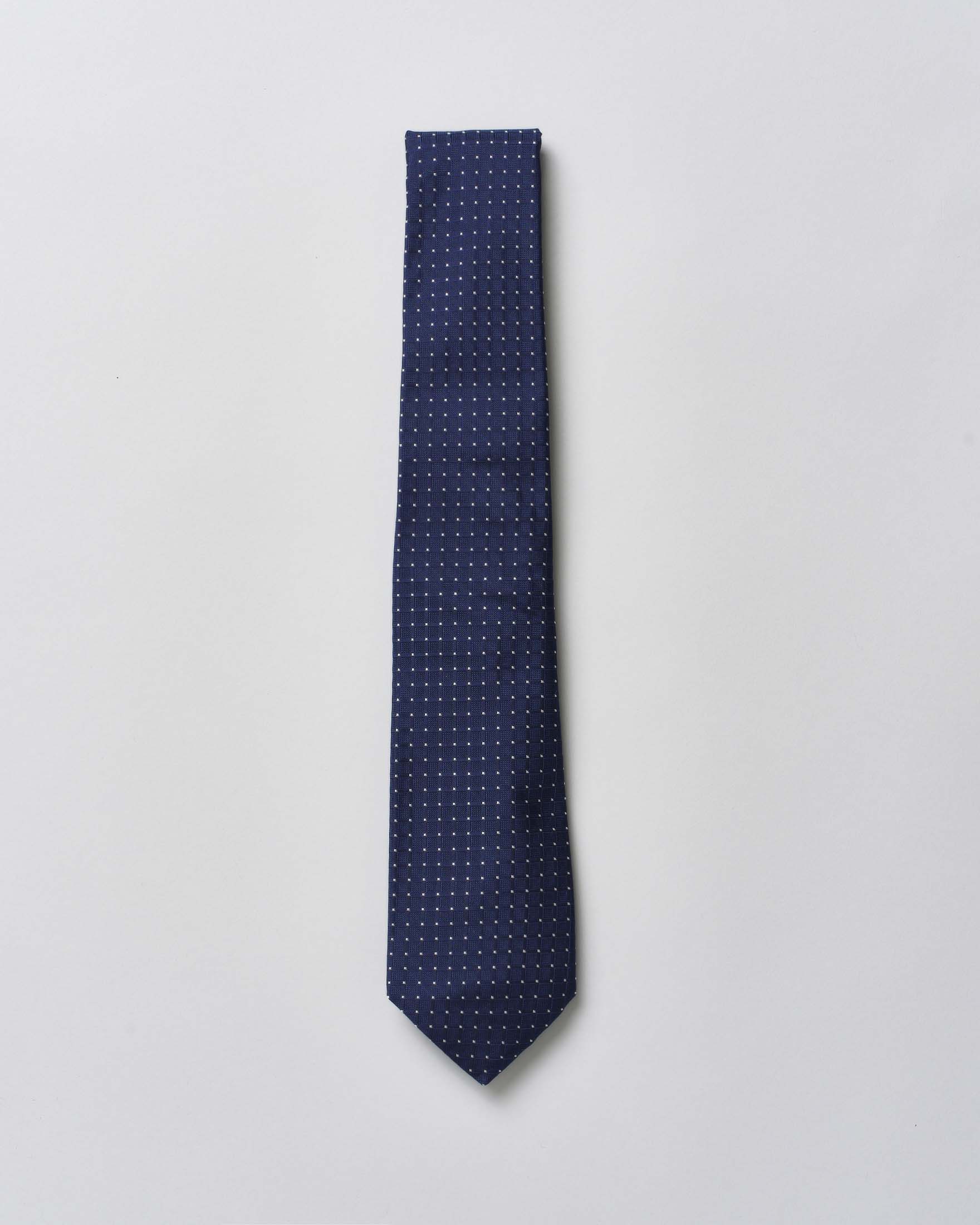Cravatta Pellizzari blu micro pois in pura seta