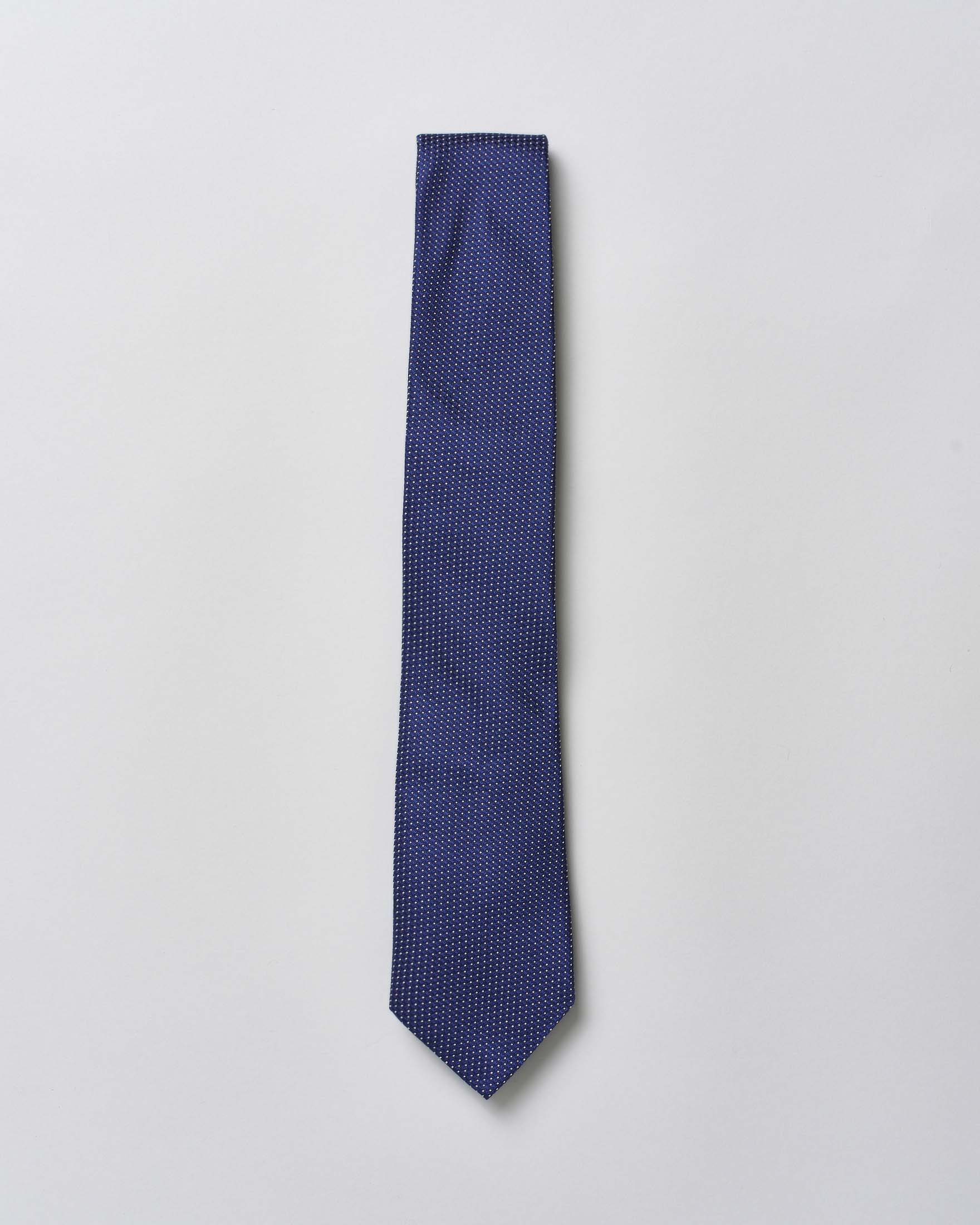 Cravatta Pellizzari blu indaco micro puntino in pura seta