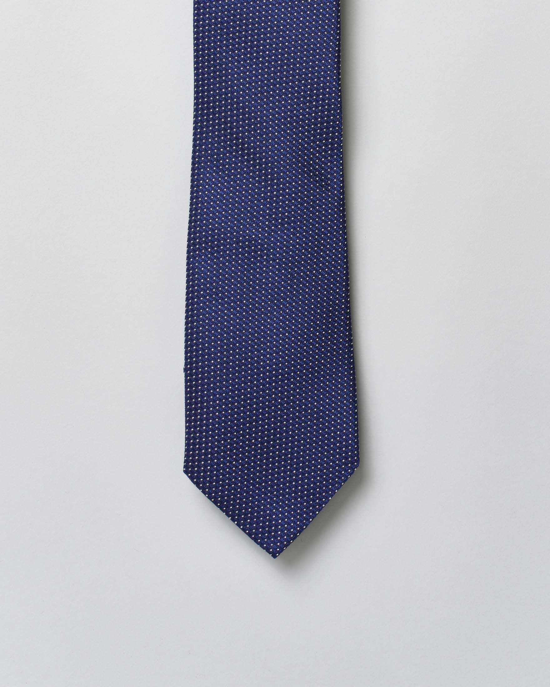 Cravatta Pellizzari blu indaco micro puntino in pura seta image