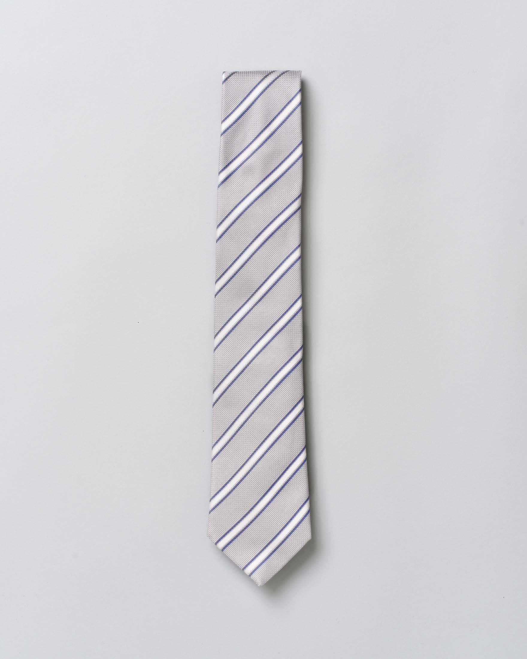 Cravatta Pellizzari regimental grigia in pura seta