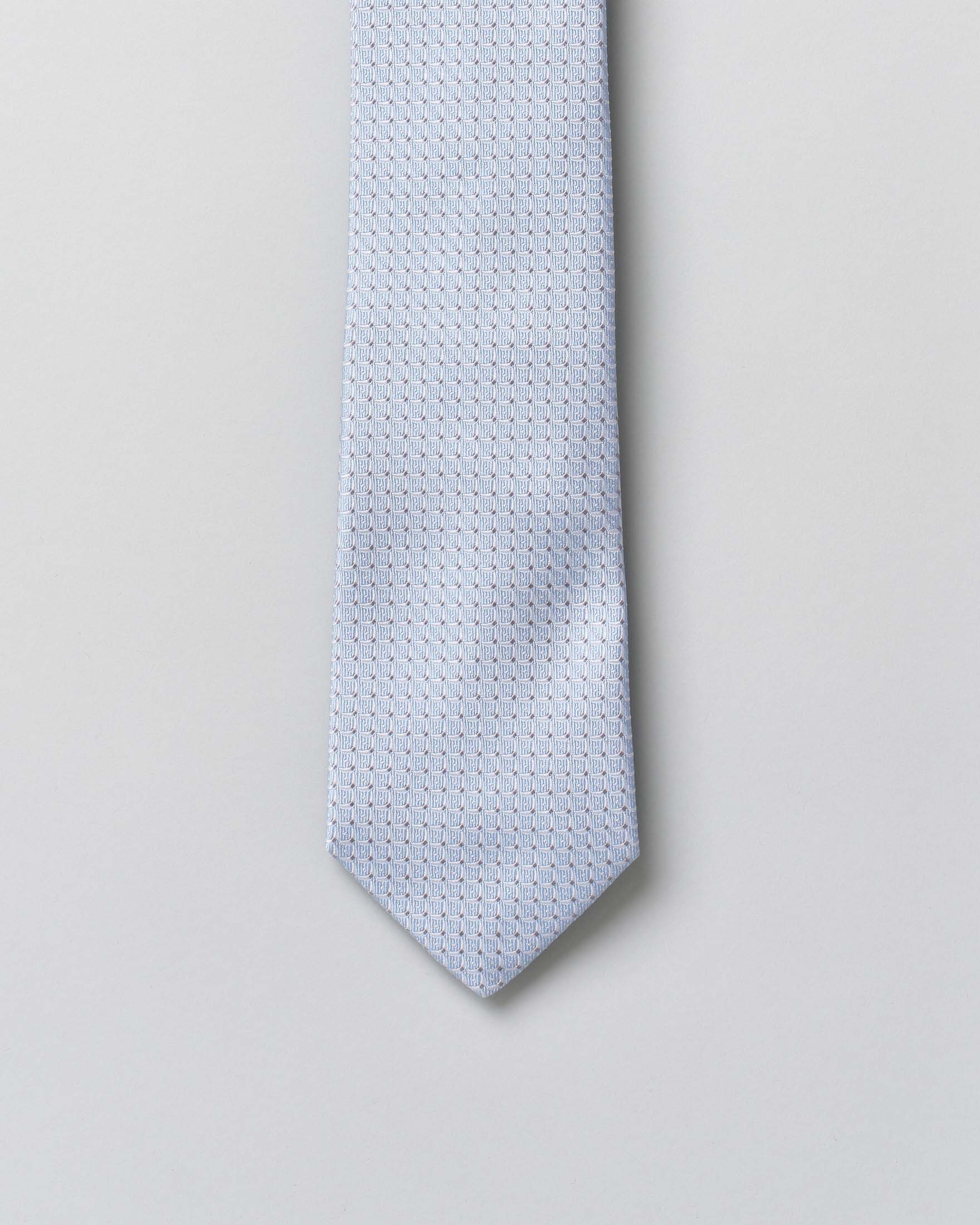 Cravatta Pellizzari azzurra in pura seta micro quadretto image