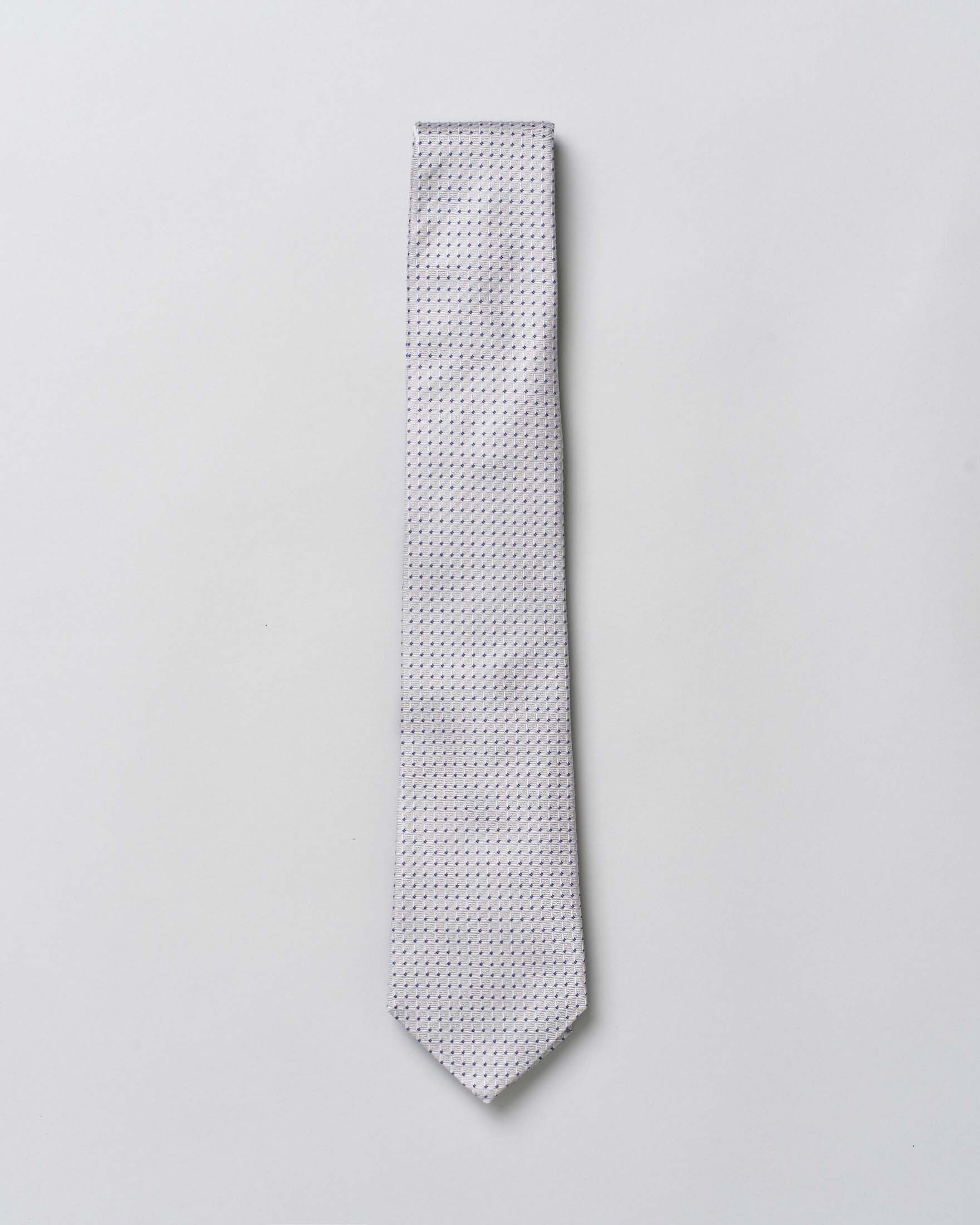 Cravatta Pellizzari grigia in pura seta micro quadretto