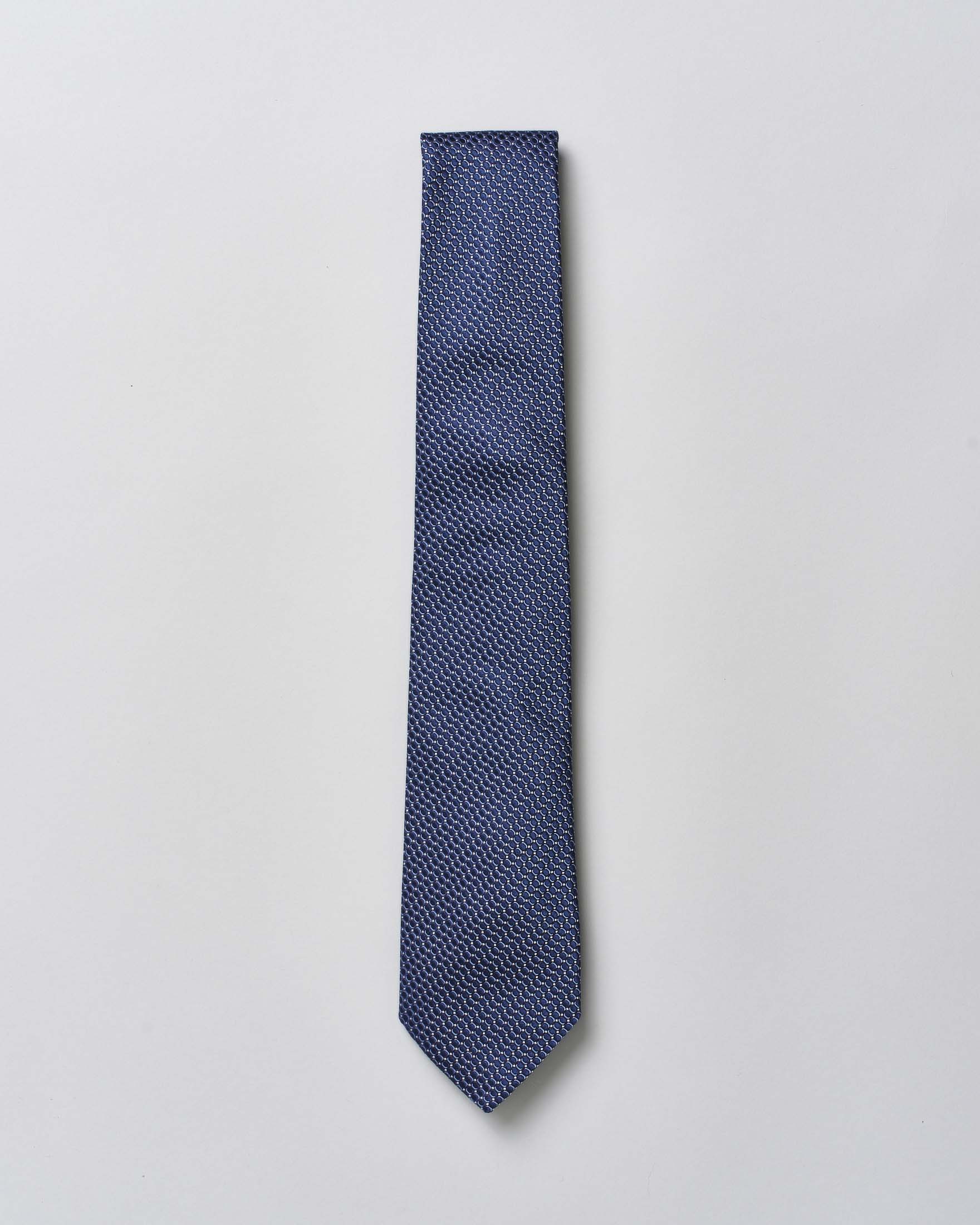 Cravatta Pellizzari blu in pura seta micro cerchietto