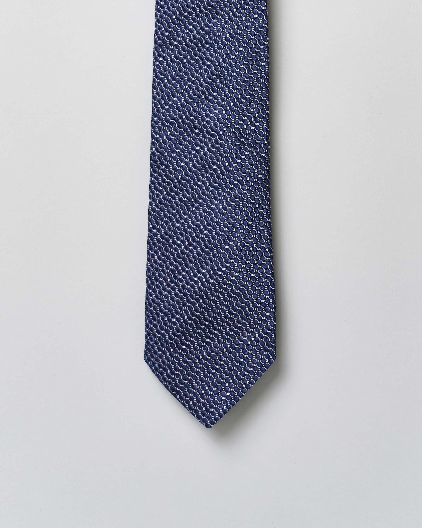 Cravatta Pellizzari blu in pura seta micro cerchietto image